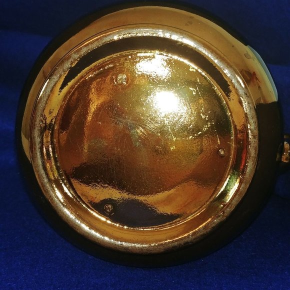 Pitcher Small Lusterware Gold with Blue Band Floral Design Collectible Vintage - Picture 7 of 7